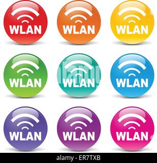 Illustrazione Vettoriale di gruppo WLAN icone colorate Illustrazione Vettoriale