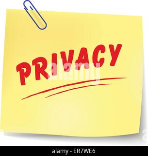 Illustrazione Vettoriale di privacy messaggio di carta su sfondo bianco Illustrazione Vettoriale