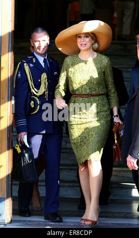 Ottawa, Canada. 28 Maggio, 2015. Sua Maestà la Regina Maxima visita al Museo della Natura 2 giorno di 3 giorni allo Stato visita da HM Willem-Alexander re e regina HM Maxima in Canada. Essi sono invitati dai loro Eccellenze David Johnston, Governatore generale del Canada e sua moglie Sharon Johnston Credito: dpa picture alliance/Alamy Live News Foto Stock