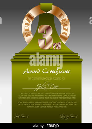 Terzo posto premio Bronze award certificato con nastro verde Foto Stock