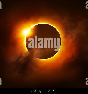 Un Eclissi totale del sole. illustrazione. Foto Stock