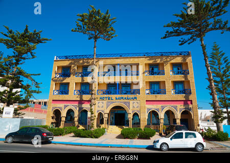 Hotel Miramar, nella parte anteriore del City Beach, Essaouira Costa Atlantica, Marocco, Africa settentrionale Foto Stock