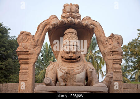 Dio indù Narasimha Vigraha Hampi, Karnataka, India, Asia Foto Stock