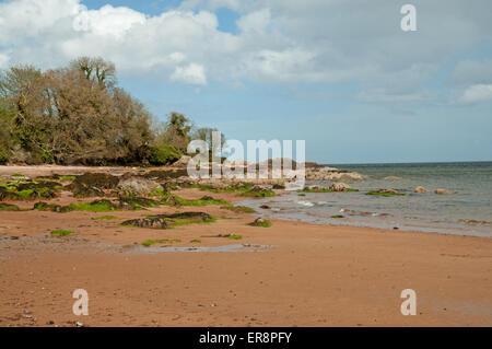 Spiaggia Rosemarkie dopo la tempesta di pioggia Foto Stock