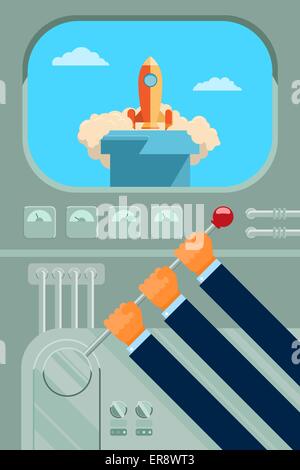 Abstract illustrazione vettoriale del lancio di nuovi business. Illustrazione Vettoriale