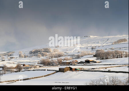 Wensleydale a seguito di una fortissima nevicata, vicino Hawes, UK. Foto Stock