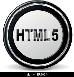 Illustrazione Vettoriale di html 5 Icona di metallo su sfondo bianco Illustrazione Vettoriale