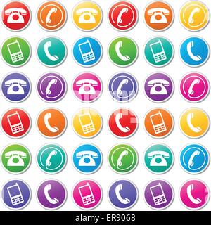Illustrazione Vettoriale di vari colorato icone del telefono Illustrazione Vettoriale