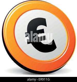 Illustrazione Vettoriale di Orange 3d'icona euro Illustrazione Vettoriale