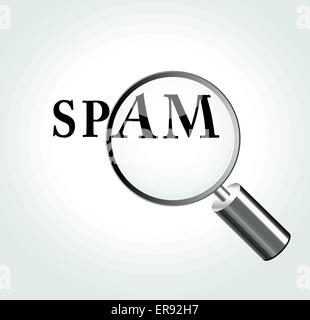 Illustrazione Vettoriale del concetto di spam con ingrandimento Illustrazione Vettoriale