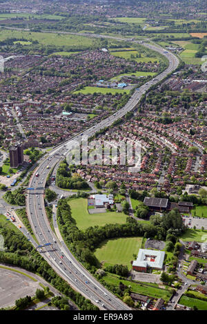 Vista aerea dell'autostrada M60 vicino a Manchester dal Junction 9 per 8, REGNO UNITO Foto Stock