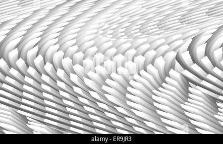 Abstract sfondo digitale con soffitto curvo superficie formata da colonne bianche zona array, 3d illustrazione con effetto di taglio Foto Stock