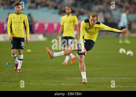 Sydney, Australia. Il 30 maggio 2015. Il calcio amichevole. Sydney FC versus Tottenham Hotspur FC. Spinge in avanti Harry Kane nel pre match warmup. Speroni ha vinto il gioco 1-0. Credito: Azione Sport Plus/Alamy Live News Foto Stock