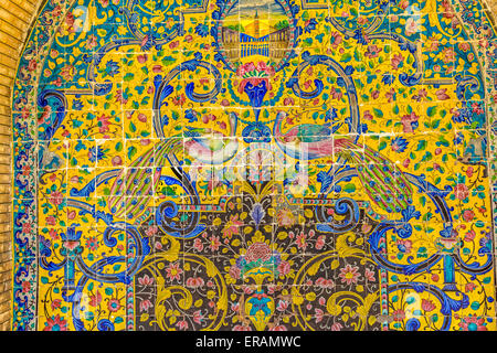 Palazzo Golestan dipinto pavoni dettaglio Foto Stock
