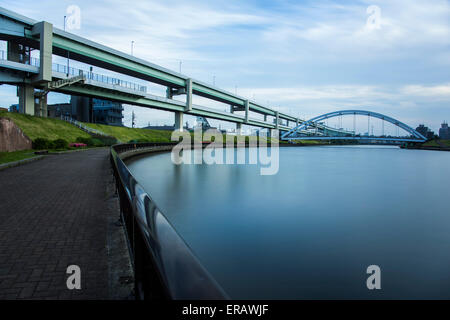 Ponte Toyoshimabashi,Sumida River,Tokyo Giappone Foto Stock