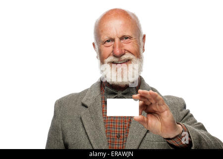 Uomo vecchio con una grande barba in ufficio Foto Stock