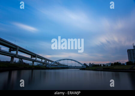 Ponte Toyoshimabashi,Sumida River,Tokyo Giappone Foto Stock