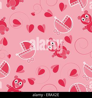 Bambini astratto rosa seamless pattern su sfondo rosa Illustrazione Vettoriale