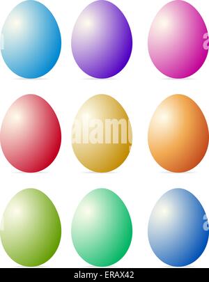 Colorate le uova di pasqua su sfondo bianco Illustrazione Vettoriale