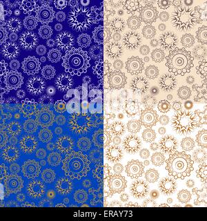 Set di ripetizione di motivi floreali su sfondi diversi Illustrazione Vettoriale