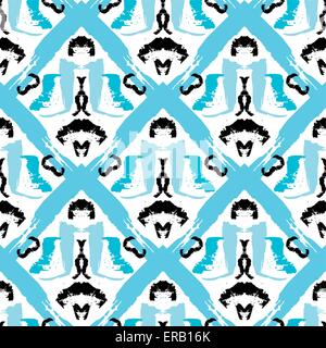 Disegnata a mano dipinto seamless pattern. Illustrazione Vettoriale