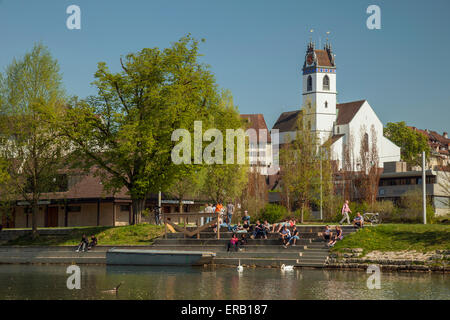 Pomeriggio di primavera di Aarau, Canton Argovia, Svizzera. Foto Stock