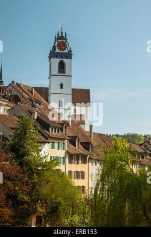 Pomeriggio di primavera di Aarau, Canton Argovia, Svizzera. Foto Stock