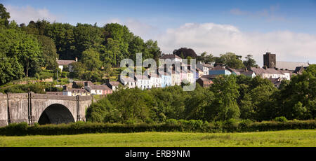 Il Galles, Carmarthenshire, Llandeilo cittadina, dal 1848 Afon Tywi, Fiume Towy panoramica del ponte Foto Stock