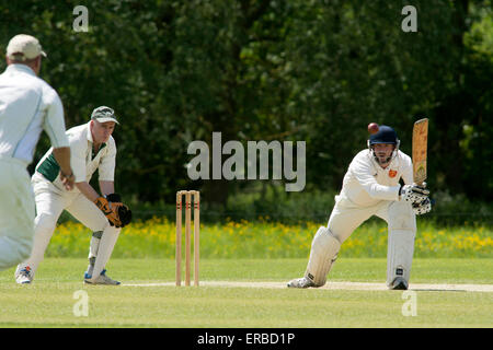 Village cricket a lunga Itchington, Warwickshire, Inghilterra, Regno Unito Foto Stock