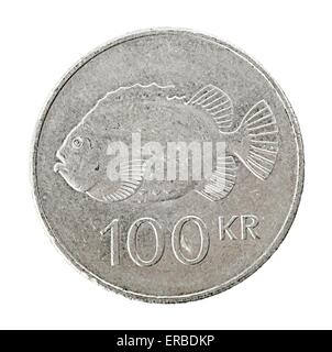 Islandese 100 krona coin Foto Stock