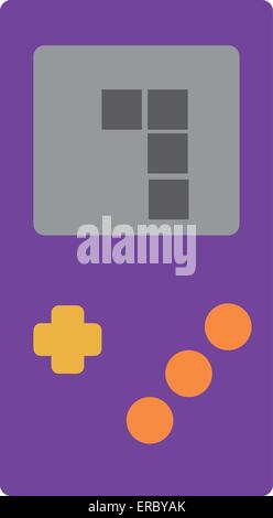 Illustrazione vettoriale di un portatile retrò dispositivo palmare per videogame. Concetto di videogiochi. Illustrazione Vettoriale