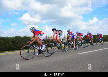 In bicicletta i piloti del team Foto Stock