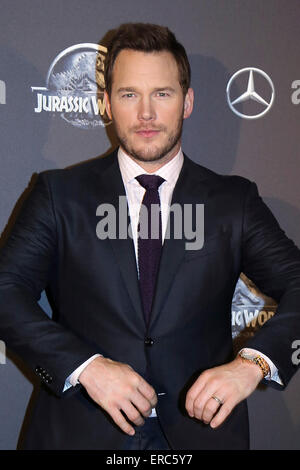 Attore americano Chris Pratt assiste la premiere del film "Jurassic World' al UGC Normandie a Parigi. Il 29 maggio, 2015./picture alliance Foto Stock