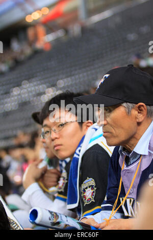 Ventole a Sapporo Dome di Sapporo, Hokkaido si riuniscono per guardare una partita della Nippon Ham Fighters squadra di baseball Foto Stock