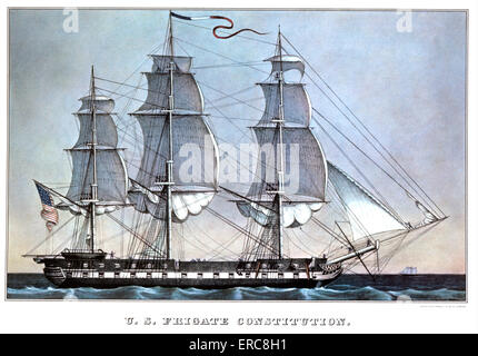 1840s fregata USS Constitution - CURRIER & IVES LITOGRAFIA - 1840 Foto Stock