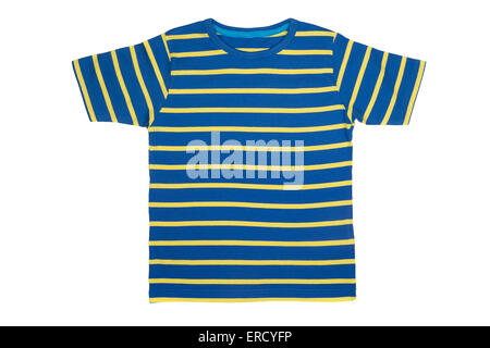 Striped T- shirt isolato su uno sfondo bianco Foto Stock