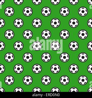 Pallone da calcio sul verde sfondo senza giunture Illustrazione Vettoriale