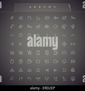 Le frecce sottili set di icone Illustrazione Vettoriale