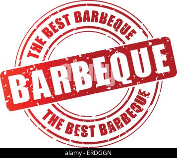 Illustrazione Vettoriale di barbeque rosso timbro su sfondo bianco Illustrazione Vettoriale