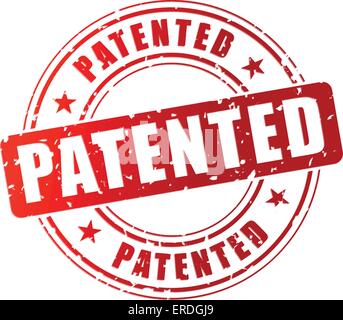Illustrazione Vettoriale di rosso timbro brevettata su sfondo bianco Illustrazione Vettoriale