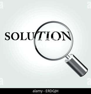 Illustrazione Vettoriale del concetto di soluzione con lente di ingrandimento Illustrazione Vettoriale
