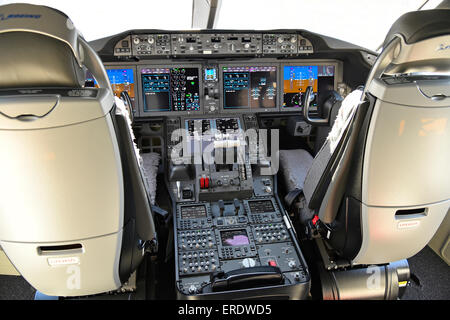 Il cockpit, Dreamliner Boeing B 787-900, All Nippon Airways, Aeroporto di Monaco di Baviera Franz Josef Strauß, Erding, Monaco di Baviera, Baviera superiore Foto Stock