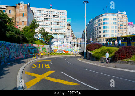 Intersezione di Brankov più Bridge, Fruškogorska, Belgrado, Serbia, Europa sud-orientale Foto Stock