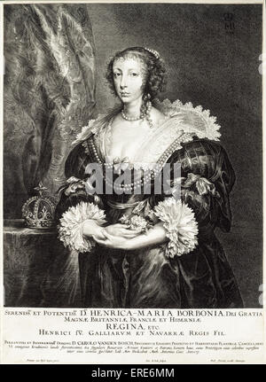 Regina Henrietta Maria de Bourbon (Henrica-Maria Borbonia), ritratto. 25 Novembre 1609 - 10 settembre 1669. Moglie di Carlos I. Foto Stock