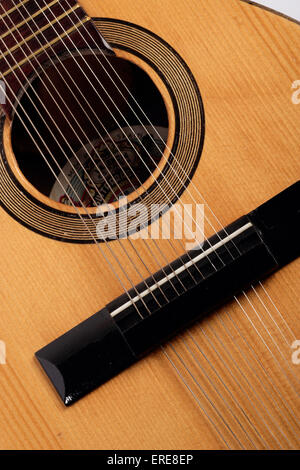 Bandurria, 12 string mandolino spagnolo fatta da Vicente Tomas. Close-up di dettaglio Foto Stock