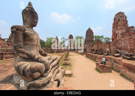 Wat Maha That in Ayutthaya, Thailandia Foto Stock