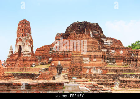 Wat Maha That in Ayutthaya, Thailandia Foto Stock