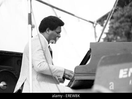 American jazz pianist McCoy Tyner effettuando al Capital Radio Jazz Festival di Knebworth, Inghilterra, luglio 1981. Alfred nato Foto Stock