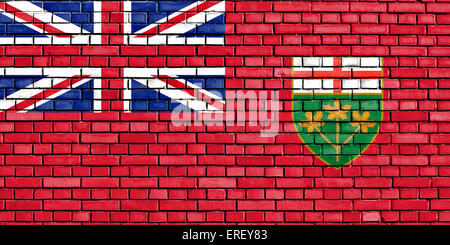 Bandiera dell'Ontario dipinta su un muro di mattoni Foto Stock