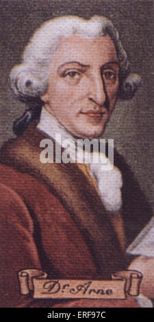 ARNE, Thomas Agostino. Compositore inglese, 12 marzo 1710 - 5 marzo 1778. Foto Stock